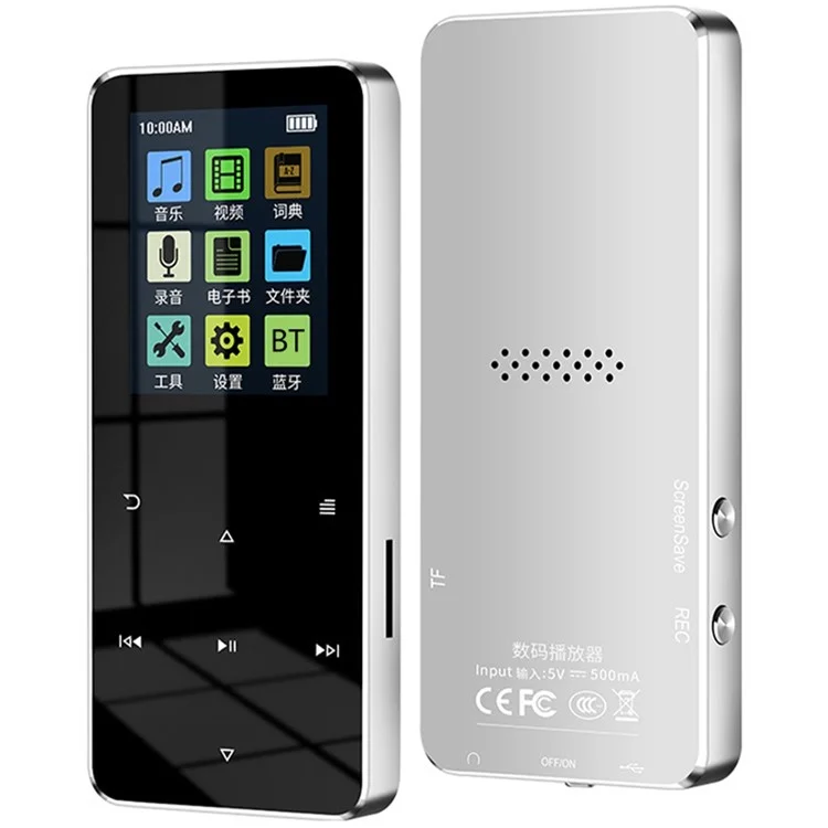 S308 4GB TF Card Touch Screen MP3 Sound Recorder Music Video MP4 Player with Dictionary + Bluetooth Function - Silver