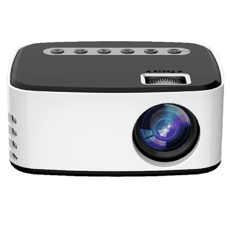 T20 HD 1080P Mini Projector Remote Control LED Video Projector Office Home Theatre Device - Black / White / EU Plug