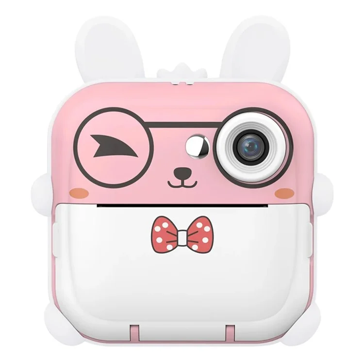 Q5 Kids Toy Rabbit Shape 2.4-Inch Inkless Photo Printer Camera with 32G Memory Card+Card Reader - Pink